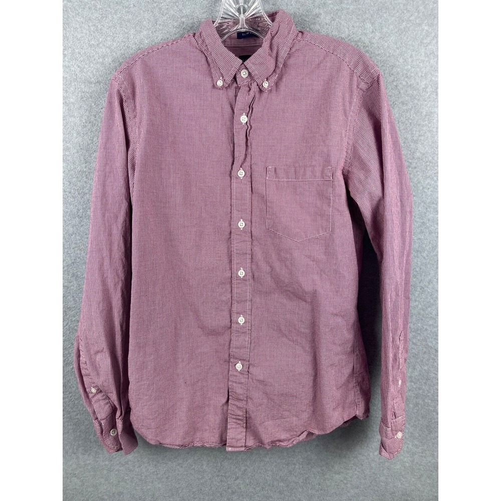 J Crew Shirt Men's S Red Gingham Checks Long Sleeve Button Down Flex Preppy